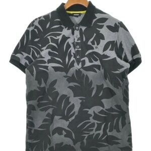 Diesel Black and Gray Leaf Pattern Polo